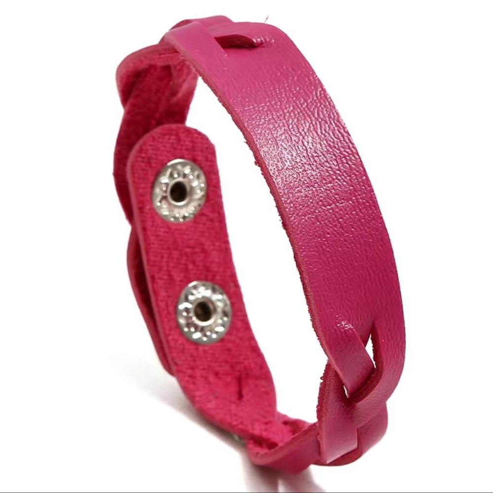 Hot Pink Braided Leather Bracelet